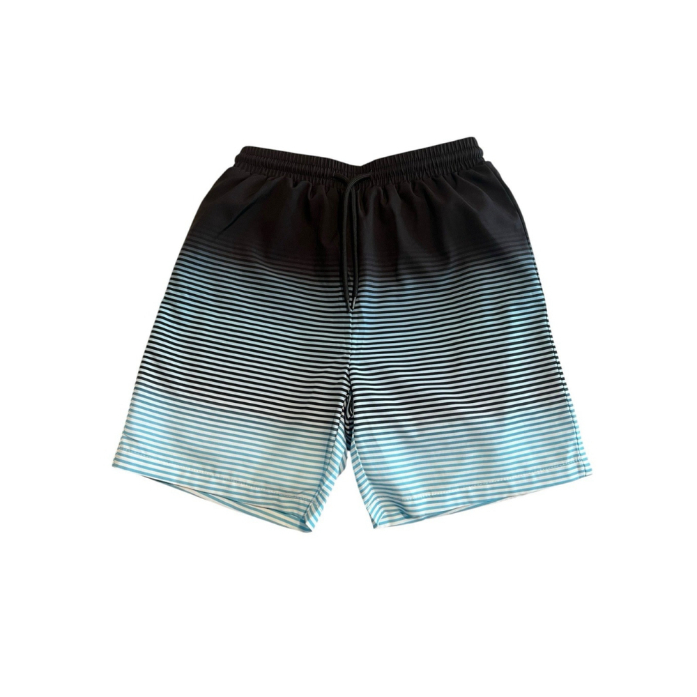 Kaliq Boutiq Boys Swim Trunks Size 9 Blue Black Striped